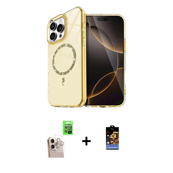 MARSİLYAN™- iPhone 16 Pro Max Kılıf Kıvılcım Form Prime - Siyah Buffer Hayalet Cam Ekran Koruyucu + Raze Metal Kamera Lens - NLGY