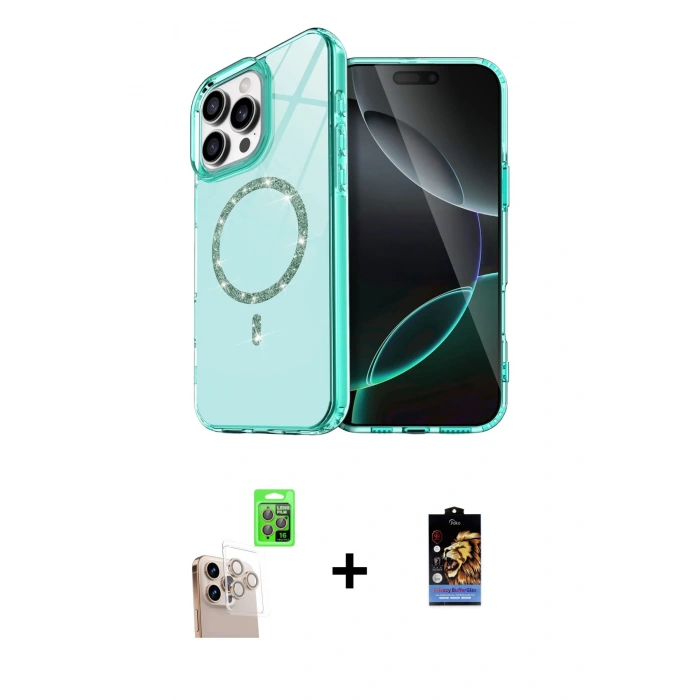 MARSİLYAN™- iPhone 16 Pro Max Kılıf Kıvılcım Form Prime - Siyah Buffer Hayalet Cam Ekran Koruyucu + Raze Metal Kamera Lens - NLGY