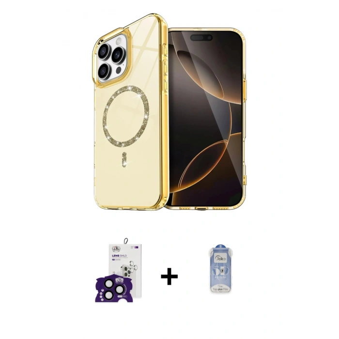MARSİLYAN™- iPhone 16 Pro Max Kılıf Kıvılcım Form Prime - Siyah Joko Magic 5D Cam + Bilvis Titan Kamera Lens - SH
