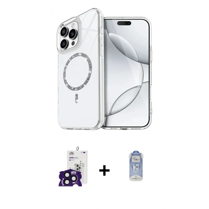 MARSİLYAN™- iPhone 16 Pro Max Kılıf Kıvılcım Form Prime - Siyah Joko Magic 5D Cam + Bilvis Titan Kamera Lens - SH
