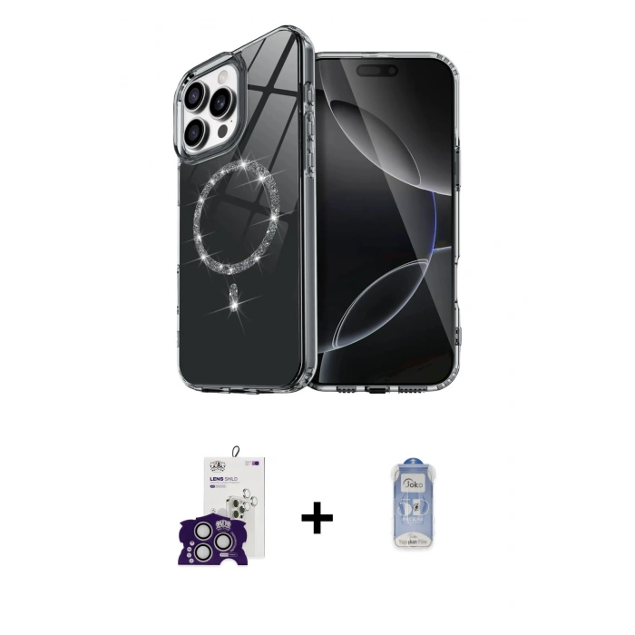 MARSİLYAN™- iPhone 16 Pro Max Kılıf Kıvılcım Form Prime - Siyah Joko Magic 5D Cam + Bilvis Titan Kamera Lens - GS