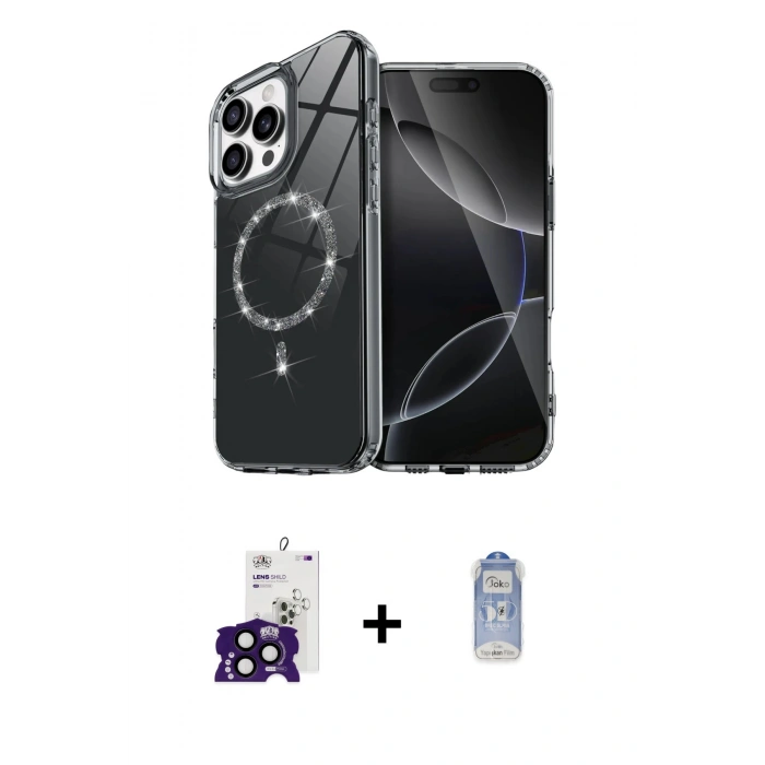 MARSİLYAN™- iPhone 16 Pro Max Kılıf Kıvılcım Form Prime - Siyah Joko Magic 5D Cam + Bilvis Titan Kamera Lens - SH
