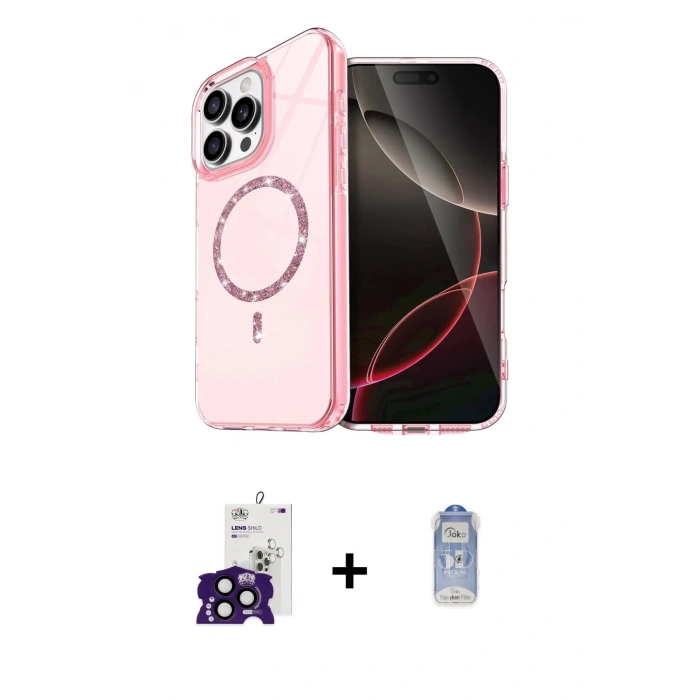MARSİLYAN™- iPhone 16 Pro Max Kılıf Kıvılcım Form Prime - Siyah Joko Magic 5D Cam + Bilvis Titan Kamera Lens - SH