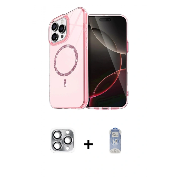 MARSİLYAN™- iPhone 16 Pro Max Kılıf Kıvılcım Form Prime - Siyah Joko Magic 5D Cam + Pers Alüminyum Kamera Lens - GI