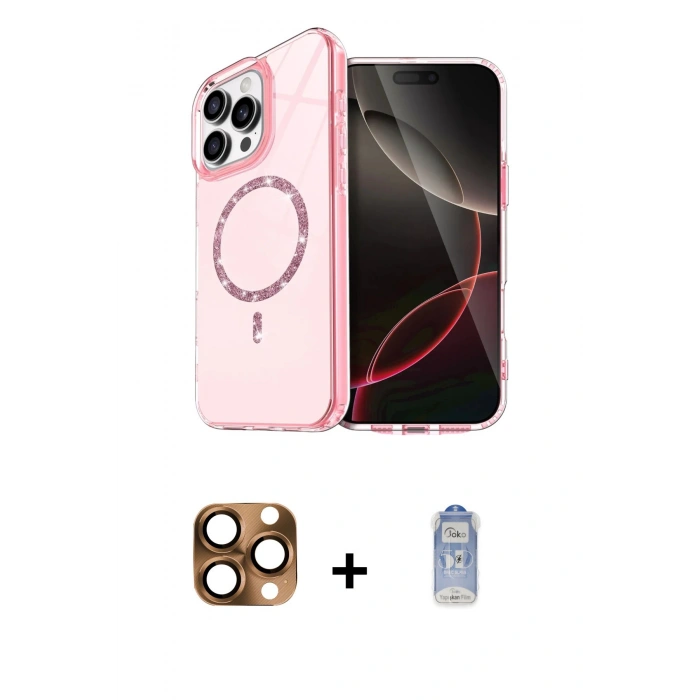 MARSİLYAN™- iPhone 16 Pro Max Kılıf Kıvılcım Form Prime - Siyah Joko Magic 5D Cam + Pers Alüminyum Kamera Lens - CLTM