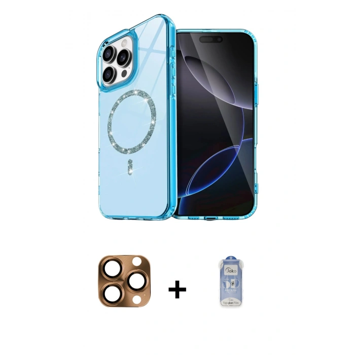 MARSİLYAN™- iPhone 16 Pro Max Kılıf Kıvılcım Form Prime - Siyah Joko Magic 5D Cam + Pers Alüminyum Kamera Lens - CLTM