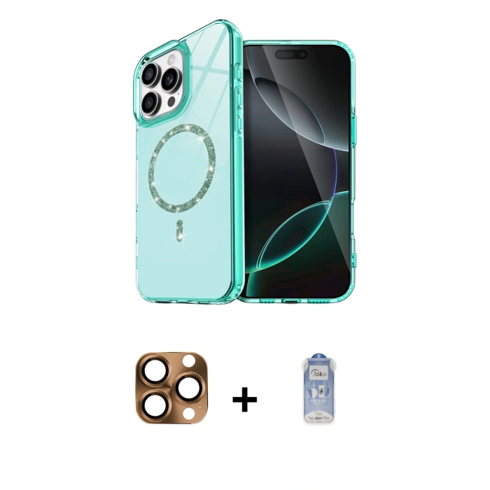 MARSİLYAN™- iPhone 16 Pro Max Kılıf Kıvılcım Form Prime - Siyah Joko Magic 5D Cam + Pers Alüminyum Kamera Lens - CLTM