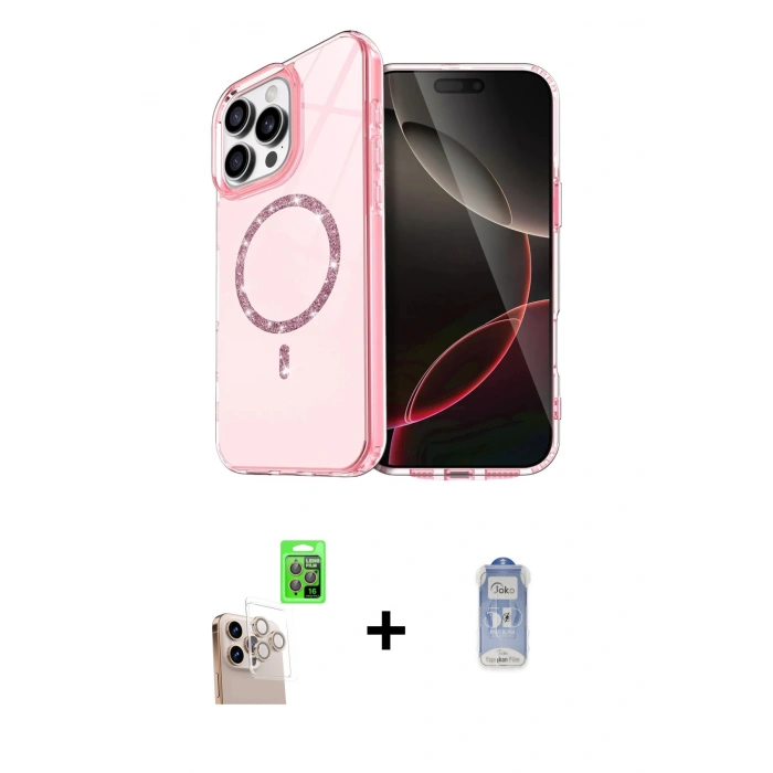MARSİLYAN™- iPhone 16 Pro Max Kılıf Kıvılcım Form Prime - Siyah Joko Magic 5D Cam + Raze Metal Kamera Lens - NLGY