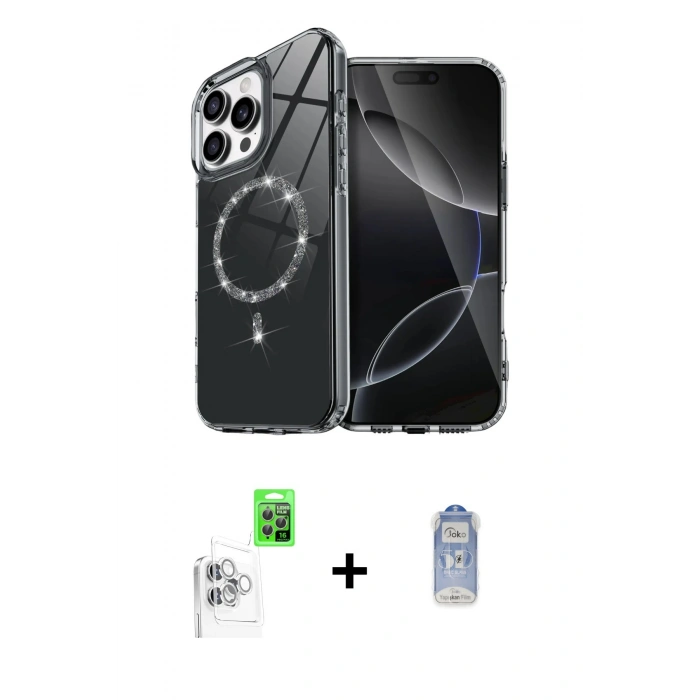 MARSİLYAN™- iPhone 16 Pro Max Kılıf Kıvılcım Form Prime - Siyah Joko Magic 5D Cam + Raze Metal Kamera Lens - BZ