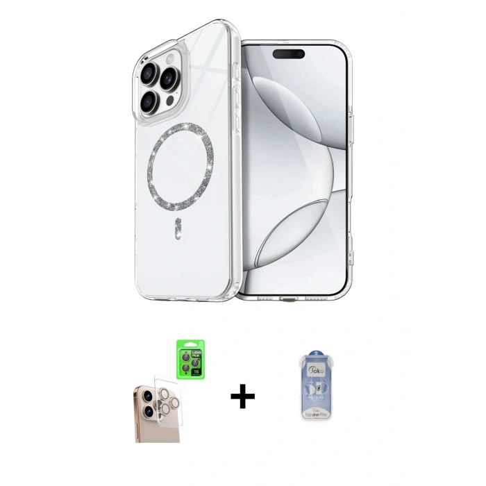MARSİLYAN™- iPhone 16 Pro Max Kılıf Kıvılcım Form Prime - Siyah Joko Magic 5D Cam + Raze Metal Kamera Lens - NLGY