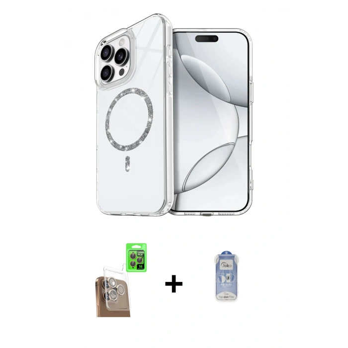MARSİLYAN™- iPhone 16 Pro Max Kılıf Kıvılcım Form Prime - Siyah Joko Magic 5D Cam + Raze Metal Kamera Lens - CLTM