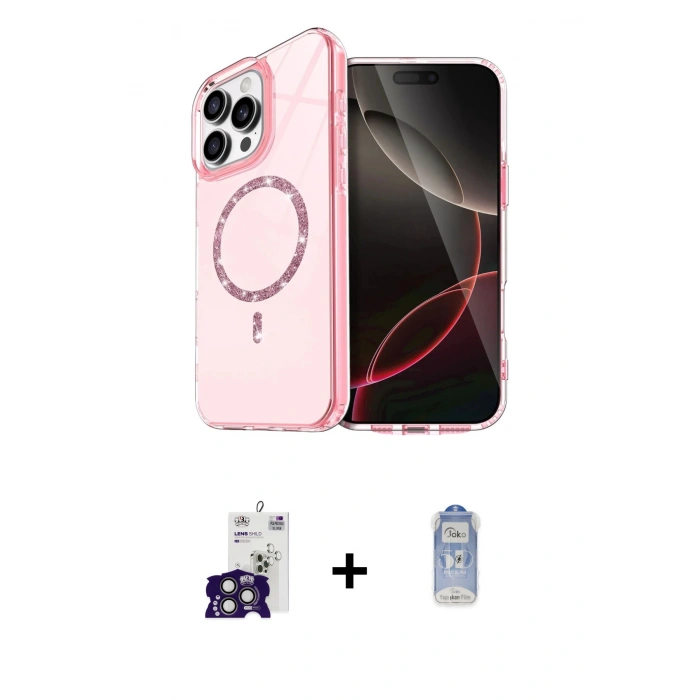 MARSİLYAN™- iPhone 16 Pro Max Kılıf Kıvılcım Form Prime - Siyah Joko Magic 5D Cam + Titanyum Gri Bilvis Titan Kamera Lens