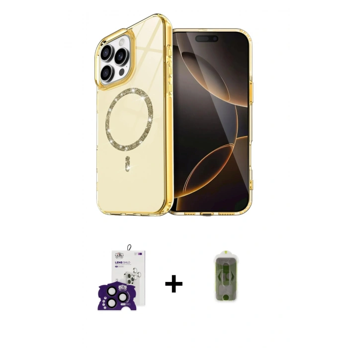 MARSİLYAN™- iPhone 16 Pro Max Kılıf Kıvılcım Form Prime - Siyah Joko Magic 5D Hayalet Cam + Bilvis Titan Kamera Lens - SH