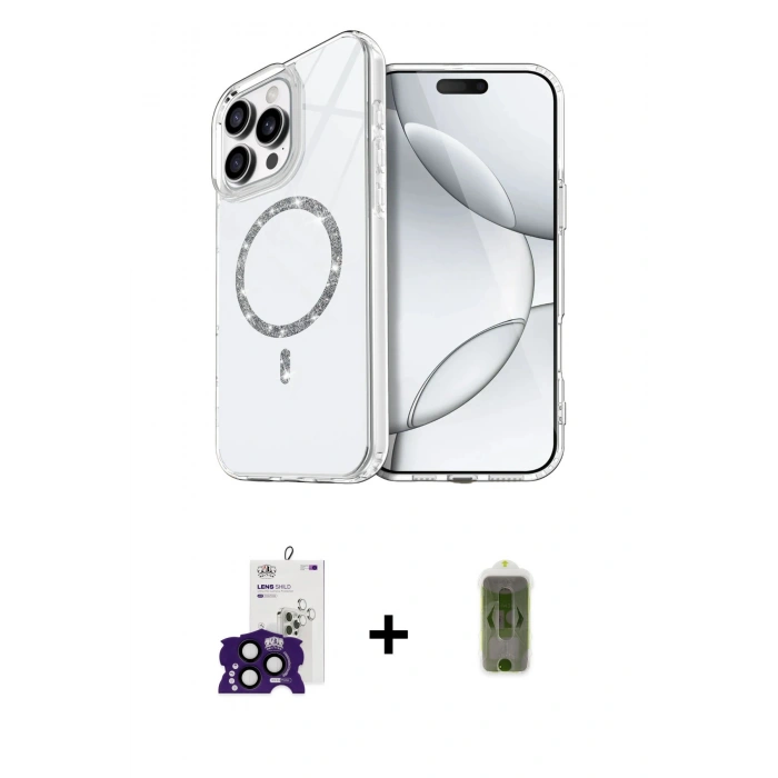 MARSİLYAN™- iPhone 16 Pro Max Kılıf Kıvılcım Form Prime - Siyah Joko Magic 5D Hayalet Cam + Bilvis Titan Kamera Lens - SH