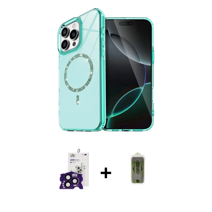 MARSİLYAN™- iPhone 16 Pro Max Kılıf Kıvılcım Form Prime - Siyah Joko Magic 5D Hayalet Cam + Bilvis Titan Kamera Lens - SH