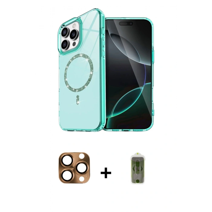 MARSİLYAN™- iPhone 16 Pro Max Kılıf Kıvılcım Form Prime - Siyah Joko Magic 5D Hayalet Cam + Pers Alüminyum Kamera Lens - CLTM