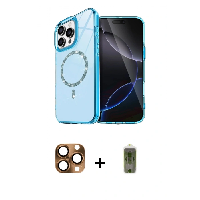 MARSİLYAN™- iPhone 16 Pro Max Kılıf Kıvılcım Form Prime - Siyah Joko Magic 5D Hayalet Cam + Pers Alüminyum Kamera Lens - CLTM