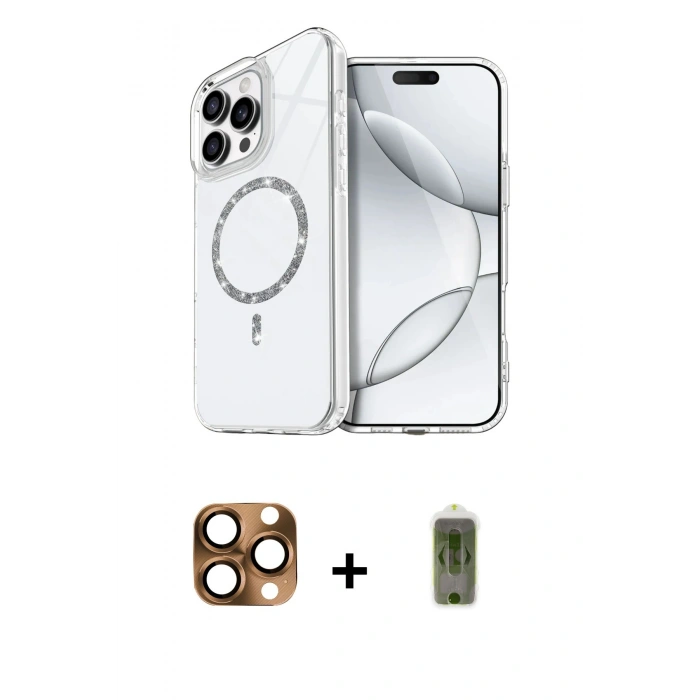 MARSİLYAN™- iPhone 16 Pro Max Kılıf Kıvılcım Form Prime - Siyah Joko Magic 5D Hayalet Cam + Pers Alüminyum Kamera Lens - CLTM