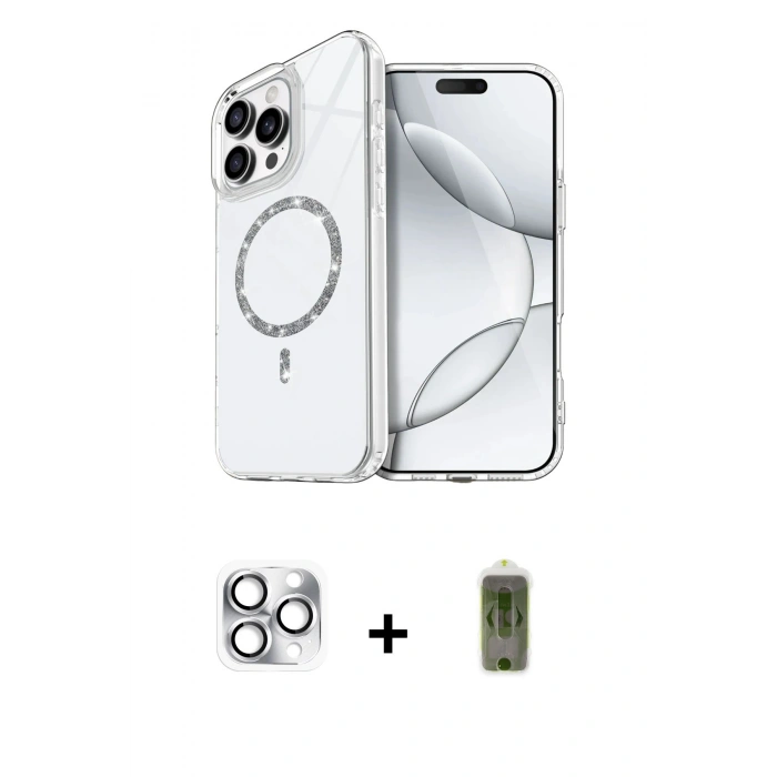 MARSİLYAN™- iPhone 16 Pro Max Kılıf Kıvılcım Form Prime - Siyah Joko Magic 5D Hayalet Cam + Pers Alüminyum Kamera Lens - GS
