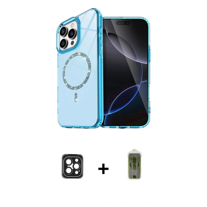 MARSİLYAN™- iPhone 16 Pro Max Kılıf Kıvılcım Form Prime - Siyah Joko Magic 5D Hayalet Cam + PVD Metal Kamera Lens - SH