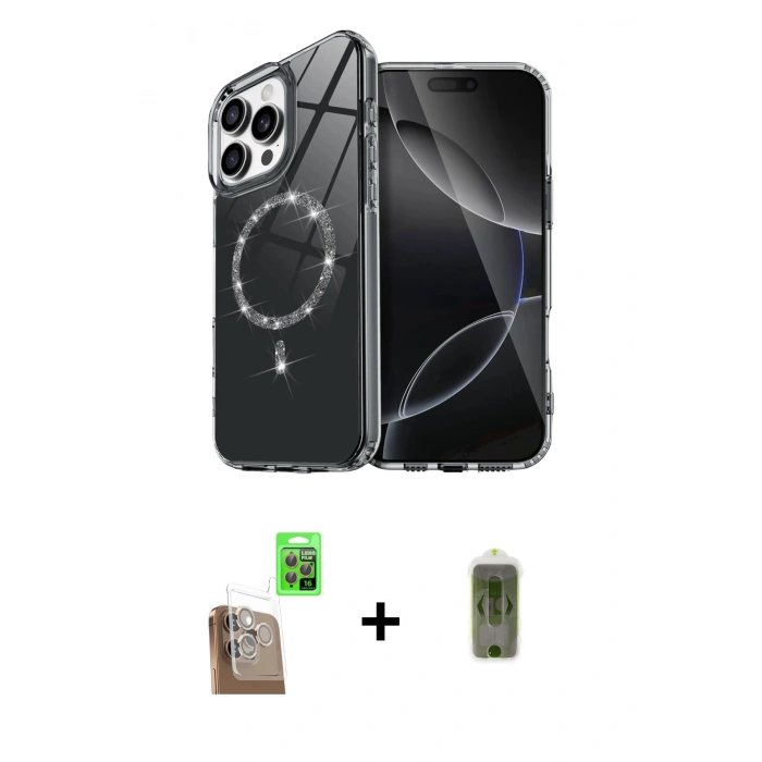 MARSİLYAN™- iPhone 16 Pro Max Kılıf Kıvılcım Form Prime - Siyah Joko Magic 5D Hayalet Cam + Raze Metal Kamera Lens - CLTM