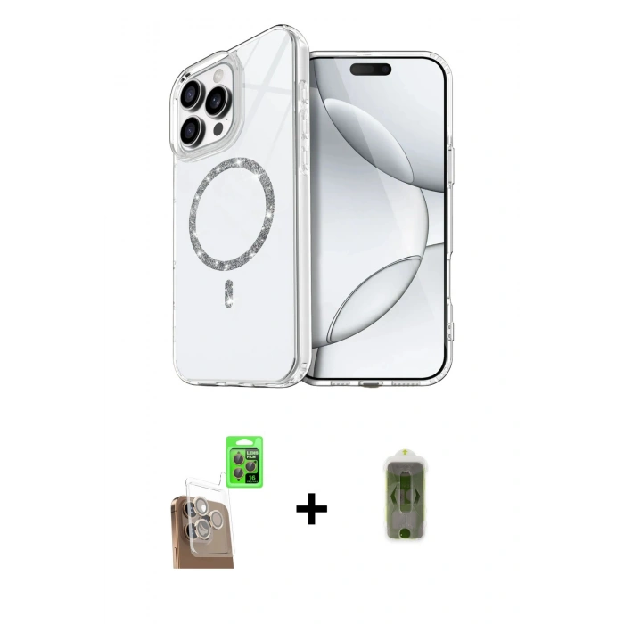 MARSİLYAN™- iPhone 16 Pro Max Kılıf Kıvılcım Form Prime - Siyah Joko Magic 5D Hayalet Cam + Raze Metal Kamera Lens - CLTM