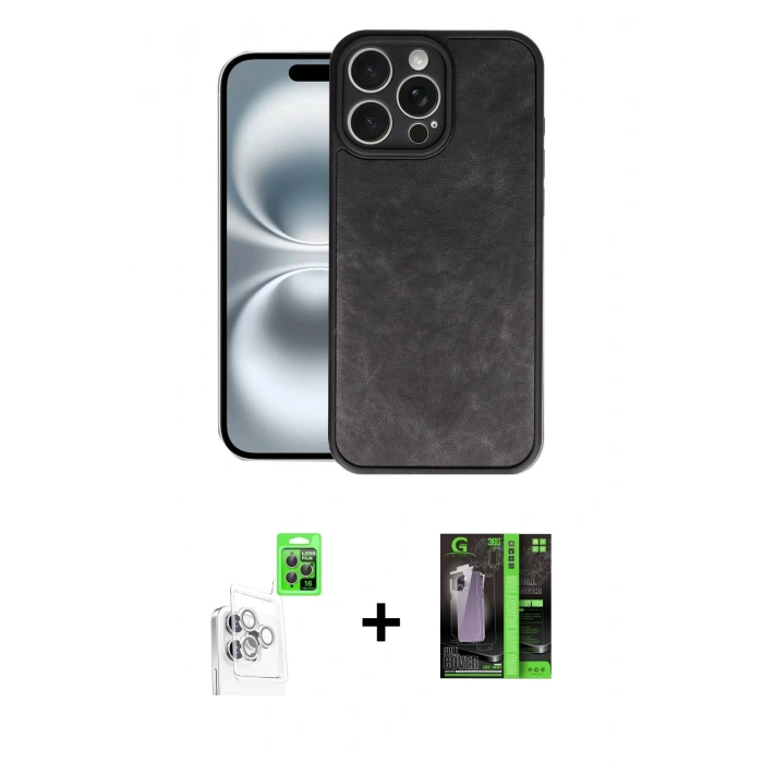 MARSİLYAN™- iPhone 16 Pro Max Kılıf Kıvılcım Işık Serisi - Şeffaf 360 Full Body Arka Koruyucu + Raze Metal Kamera Lens - BZ
