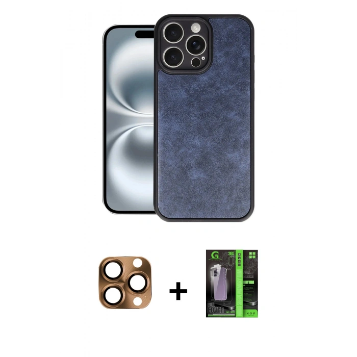 MARSİLYAN™- iPhone 16 Pro Max Kılıf Kıvılcım Işık Serisi - Şeffaf 360 Full Body Arka Koruyucu + Çöl Titanyum Pers Alüminyum Kamera Lens