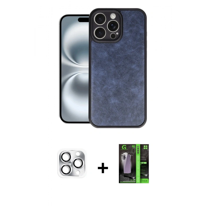 MARSİLYAN™- iPhone 16 Pro Max Kılıf Kıvılcım Işık Serisi - Şeffaf 360 Full Body Arka Koruyucu + Pers Alüminyum Kamera Lens - GS