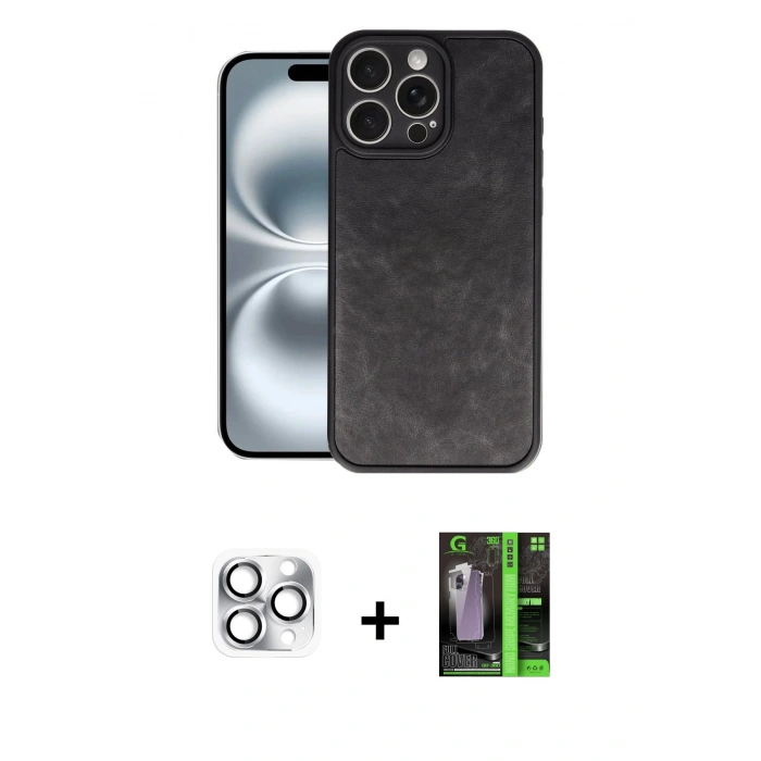 MARSİLYAN™- iPhone 16 Pro Max Kılıf Kıvılcım Işık Serisi - Şeffaf 360 Full Body Arka Koruyucu + Pers Alüminyum Kamera Lens - GS