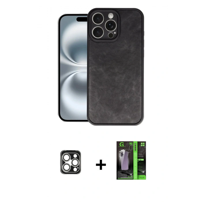 MARSİLYAN™- iPhone 16 Pro Max Kılıf Kıvılcım Işık Serisi - Şeffaf 360 Full Body Arka Koruyucu + Gümüş PVD Metal Kamera Lens