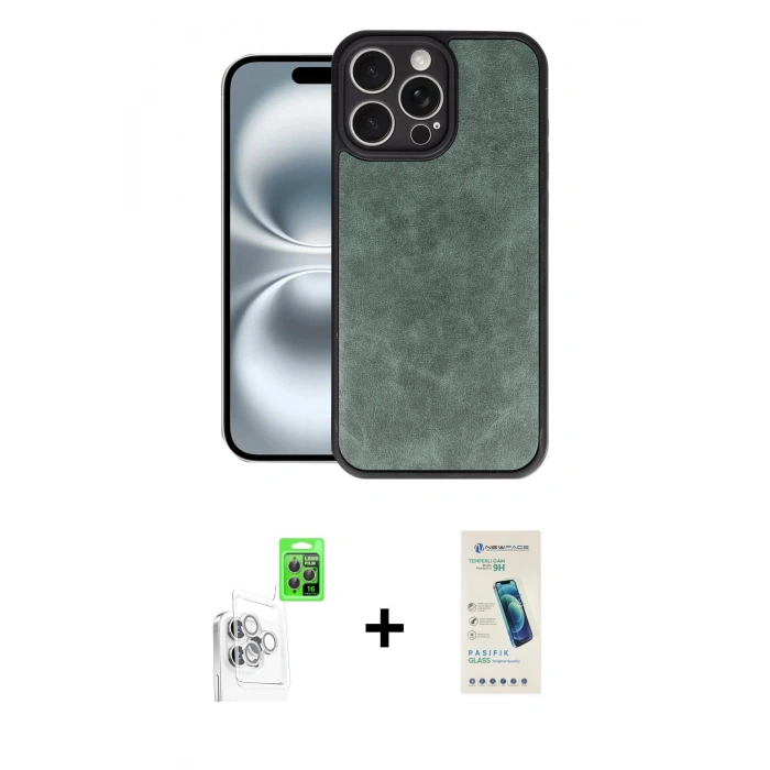 MARSİLYAN™- iPhone 16 Pro Max Kılıf Kıvılcım Işık Serisi - Şeffaf Pasifik Cam Ekran Koruyucu + Raze Metal Kamera Lens - BZ