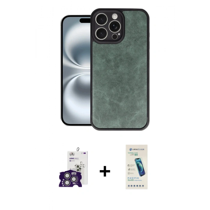 MARSİLYAN™- iPhone 16 Pro Max Kılıf Kıvılcım Işık Serisi - Şeffaf Pasifik Cam Ekran Koruyucu + Gümüş Bilvis Titan Kamera Lens