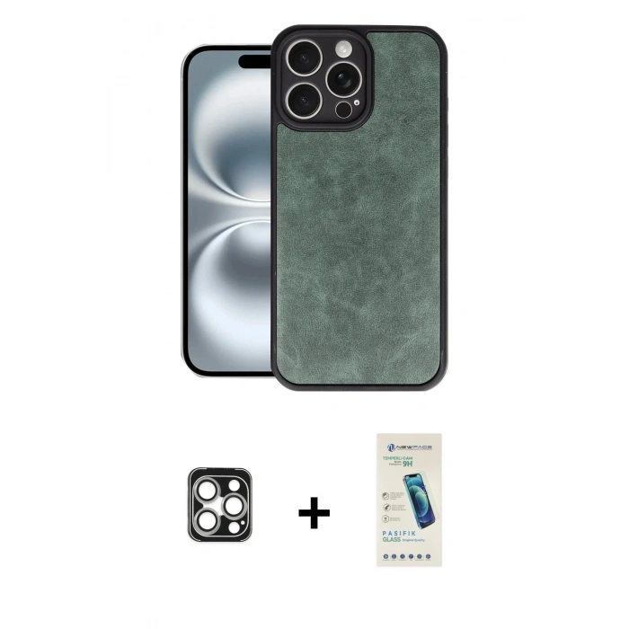 MARSİLYAN™- iPhone 16 Pro Max Kılıf Kıvılcım Işık Serisi - Şeffaf Pasifik Cam Ekran Koruyucu + PVD Metal Kamera Lens - GS