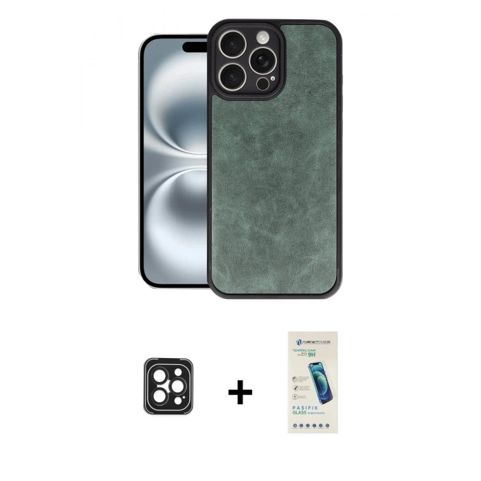 MARSİLYAN™- iPhone 16 Pro Max Kılıf Kıvılcım Işık Serisi - Şeffaf Pasifik Cam Ekran Koruyucu + PVD Metal Kamera Lens - SH