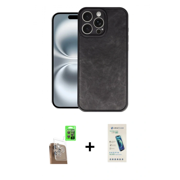 MARSİLYAN™- iPhone 16 Pro Max Kılıf Kıvılcım Işık Serisi - Şeffaf Pasifik Cam Ekran Koruyucu + Raze Metal Kamera Lens - CLTM