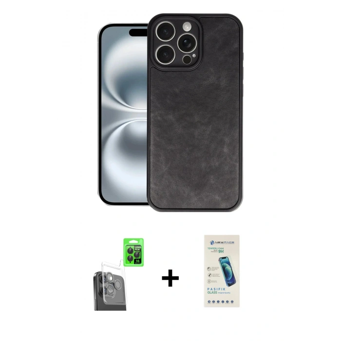 MARSİLYAN™- iPhone 16 Pro Max Kılıf Kıvılcım Işık Serisi - Şeffaf Pasifik Cam Ekran Koruyucu + Raze Metal Kamera Lens - SH