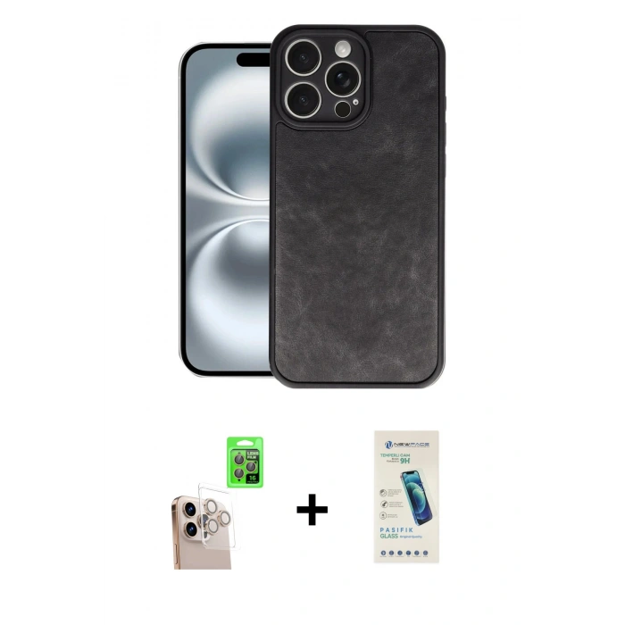 MARSİLYAN™- iPhone 16 Pro Max Kılıf Kıvılcım Işık Serisi - Şeffaf Pasifik Cam Ekran Koruyucu + Raze Metal Kamera Lens - NLGY