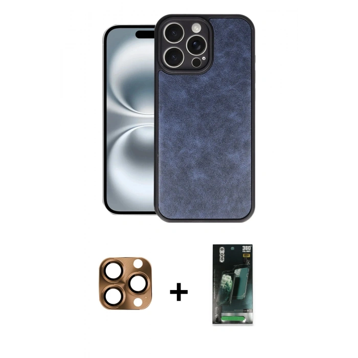 MARSİLYAN™- iPhone 16 Pro Max Kılıf Kıvılcım Işık Serisi - Siyah 360 Mat Full Body Arka Koruyucu + Pers Alüminyum Kamera Lens - CLTM