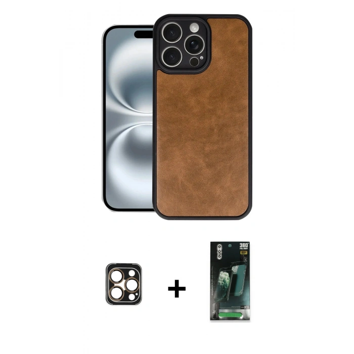 MARSİLYAN™- iPhone 16 Pro Max Kılıf Kıvılcım Işık Serisi - Siyah 360 Mat Full Body Arka Koruyucu + PVD Metal Kamera Lens - GD