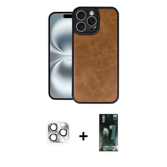 MARSİLYAN™- iPhone 16 Pro Max Kılıf Kıvılcım Işık Serisi - Siyah 360 Mat Full Body Arka Koruyucu + Pers Alüminyum Kamera Lens - GS