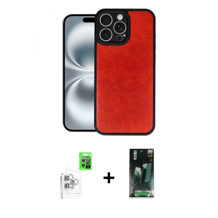 MARSİLYAN™- iPhone 16 Pro Max Kılıf Kıvılcım Işık Serisi - Siyah 360 Mat Full Body Arka Koruyucu + Raze Metal Kamera Lens - BZ