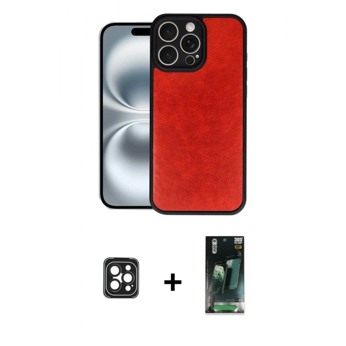 MARSİLYAN™- iPhone 16 Pro Max Kılıf Kıvılcım Işık Serisi - Siyah 360 Mat Full Body Arka Koruyucu + Siyah PVD Metal Kamera Lens
