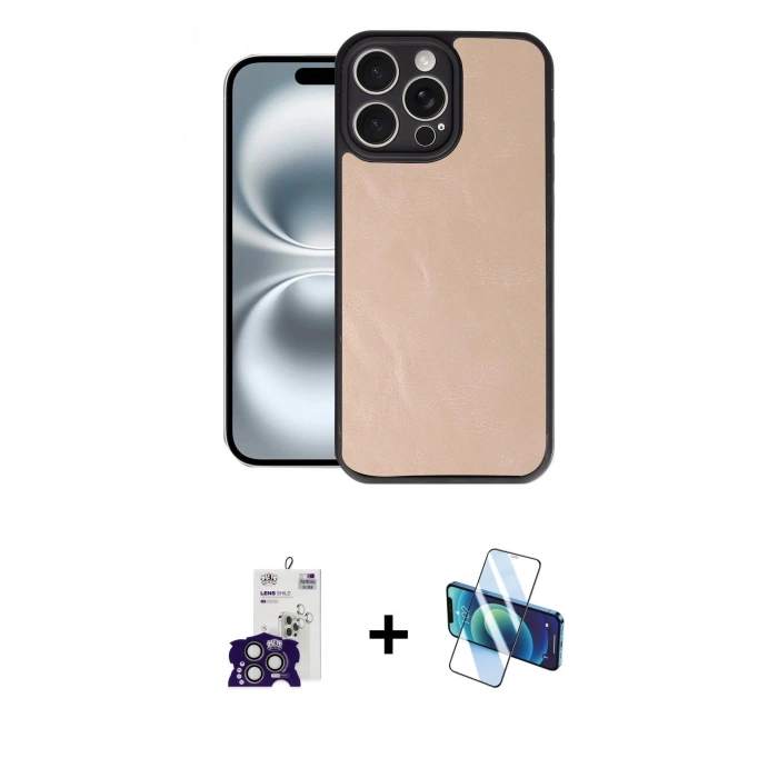 MARSİLYAN™- iPhone 16 Pro Max Kılıf Kıvılcım Işık Serisi - Siyah 3D Antistatik Cam Ekran Koruyucu + Bilvis Titan Kamera Lens - TMGI