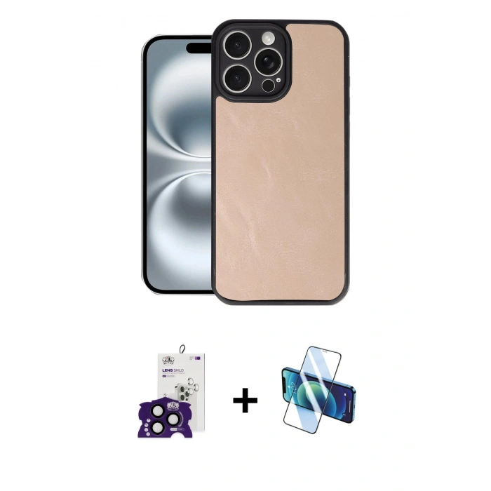 MARSİLYAN™- iPhone 16 Pro Max Kılıf Kıvılcım Işık Serisi - Siyah 3D Antistatik Cam Ekran Koruyucu + Bilvis Titan Kamera Lens - SH