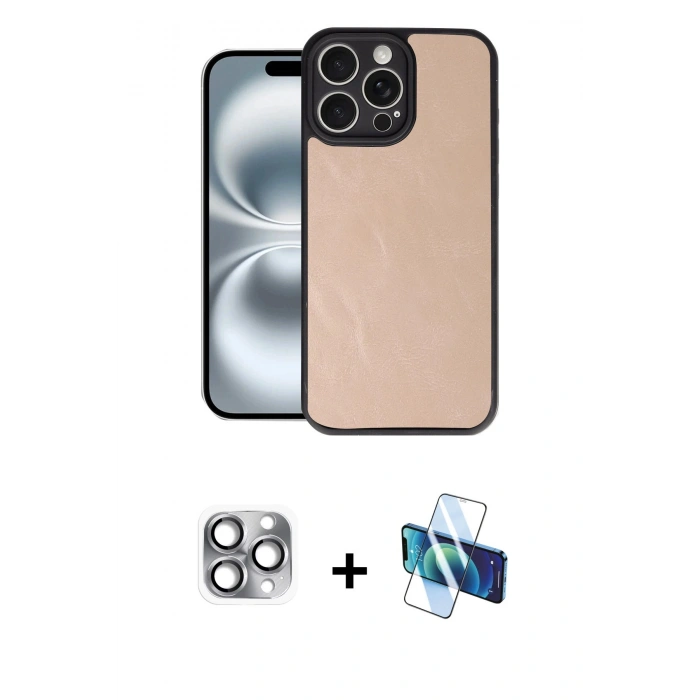 MARSİLYAN™- iPhone 16 Pro Max Kılıf Kıvılcım Işık Serisi - Siyah 3D Antistatik Cam Ekran Koruyucu + Pers Alüminyum Kamera Lens - GI