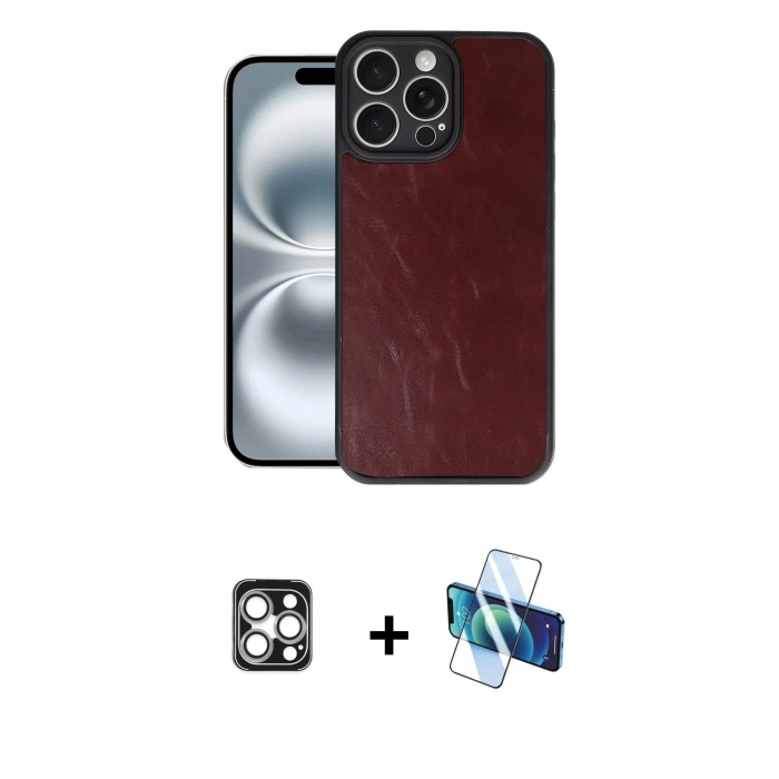 MARSİLYAN™- iPhone 16 Pro Max Kılıf Kıvılcım Işık Serisi - Siyah 3D Antistatik Cam Ekran Koruyucu + PVD Metal Kamera Lens - GS
