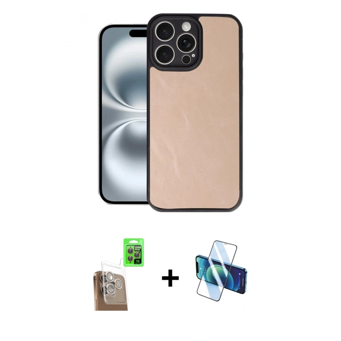 MARSİLYAN™- iPhone 16 Pro Max Kılıf Kıvılcım Işık Serisi - Siyah 3D Antistatik Cam Ekran Koruyucu + Raze Metal Kamera Lens - CLTM