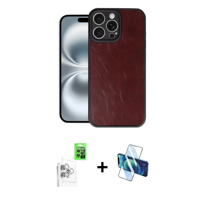 MARSİLYAN™- iPhone 16 Pro Max Kılıf Kıvılcım Işık Serisi - Siyah 3D Antistatik Cam Ekran Koruyucu + Raze Metal Kamera Lens - BZ