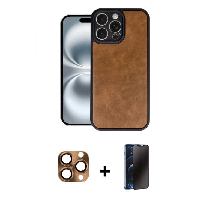 MARSİLYAN™- iPhone 16 Pro Max Kılıf Kıvılcım Işık Serisi - Siyah 3D Antistatik Hayalet Cam Ekran Koruyucu + Pers Alüminyum Kamera Lens - CLTM